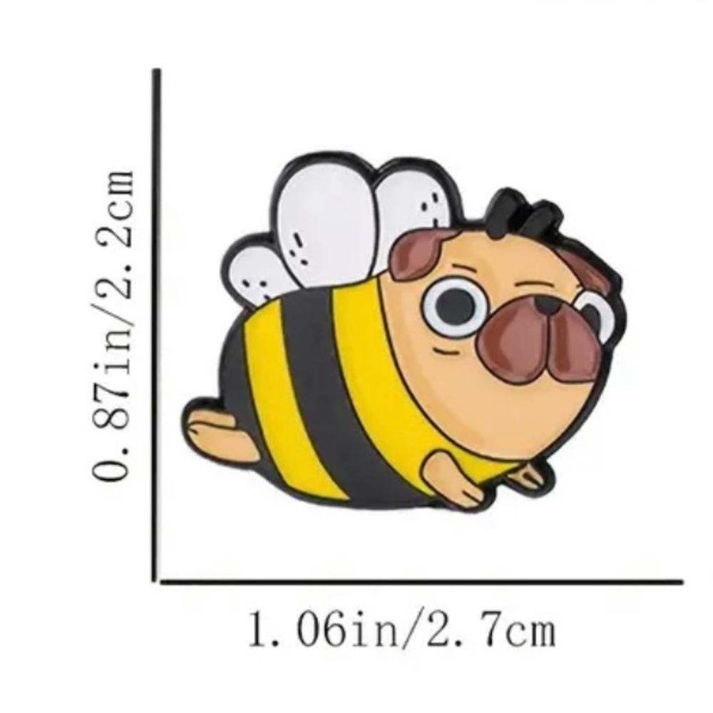 4/$12 Dog Pug Dressed As A Bee Enamel Pin Brooch - Picture 3 of 4
